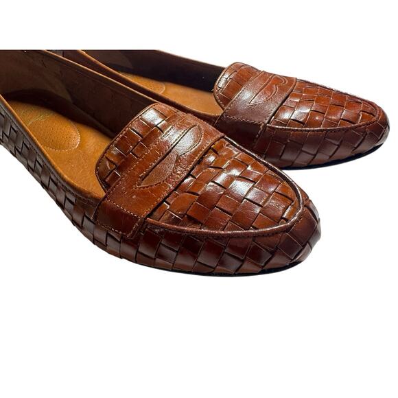 Vintage G.H. Bass Tailored Luxury Line 7 Brown Woven Leather Loafers Hand Sewn - Picture 13 of 14